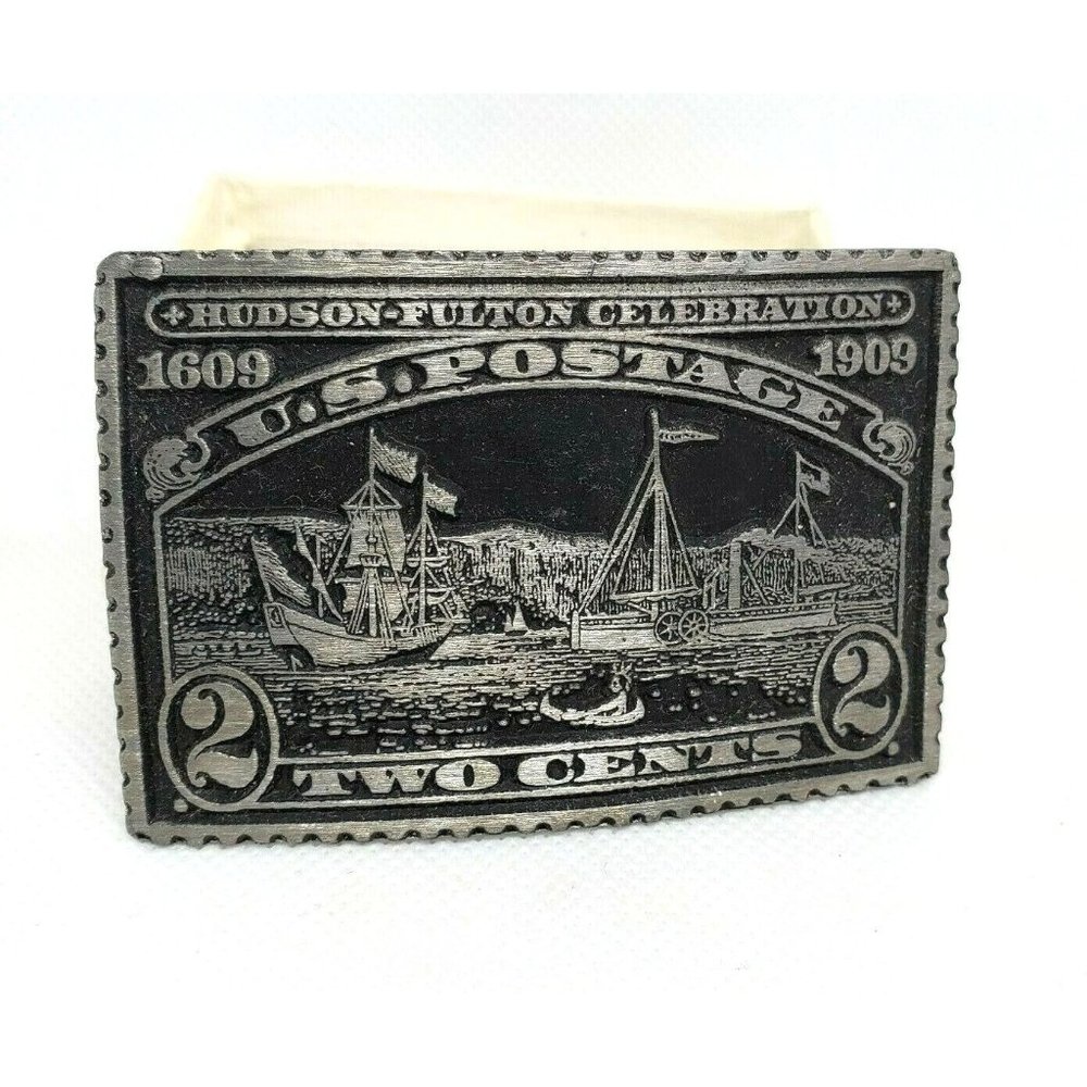 Hudson-Fulton Celebration 1609-1909 U.S Postage 2 Cents Solid Pewter Belt Buckle